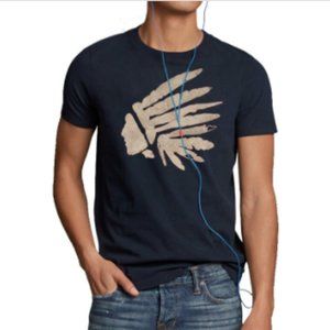 Brand New $48 Mens Muscle Fit Crew Neck Applique Tee Bit Stretchy Navy 98405